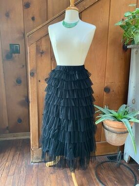 Cupcakes & Cashmere Tiered Tulle Ruffle Maxi Skirt
